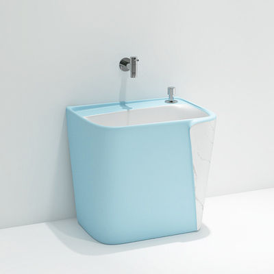 Articles sanitaires de balai d'ODM d'OEM d'évier de salle de bains simple en céramique colorée de trou