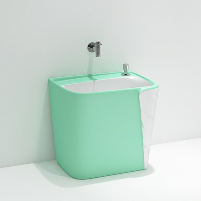Bassins profonds de taille de trou de balai de salle de toilette colorée en céramique simple d'évier