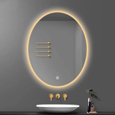 Miroir de coiffeuse fixé au mur en verre de forme ovale avec l'écran de désembuage