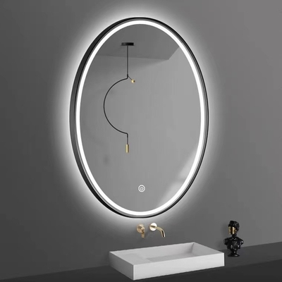 Miroir de coiffeuse fixé au mur en verre de forme ovale avec l'écran de désembuage