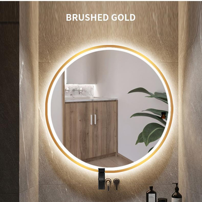 La forme ronde a illuminé des miroirs de salle de bains de LED désembuent avec un bouton