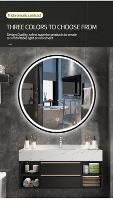 La forme ronde a illuminé des miroirs de salle de bains de LED désembuent avec un bouton