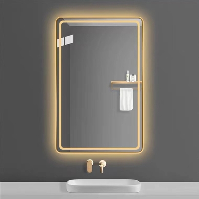 Mur rétro-éclairé de Smart LED de miroir Frameless rectangulaire fait sur commande de salle de bains