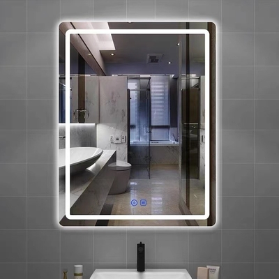 Mur rétro-éclairé de Smart LED de miroir Frameless rectangulaire fait sur commande de salle de bains